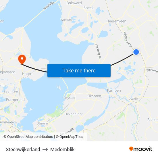 Steenwijkerland to Medemblik map