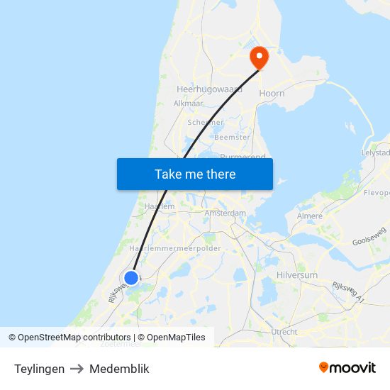 Teylingen to Medemblik map