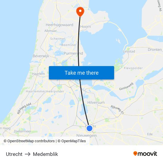 Utrecht to Medemblik map