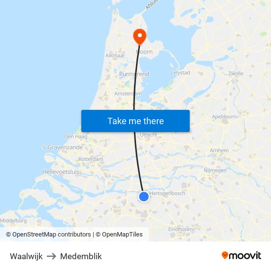 Waalwijk to Medemblik map