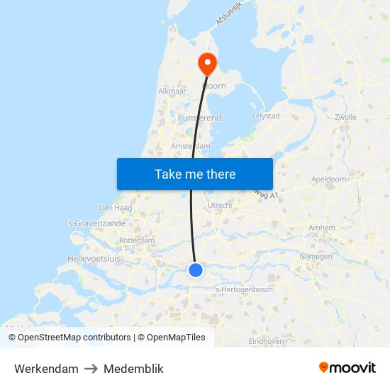 Werkendam to Medemblik map