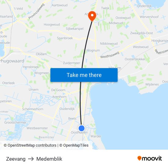 Zeevang to Medemblik map