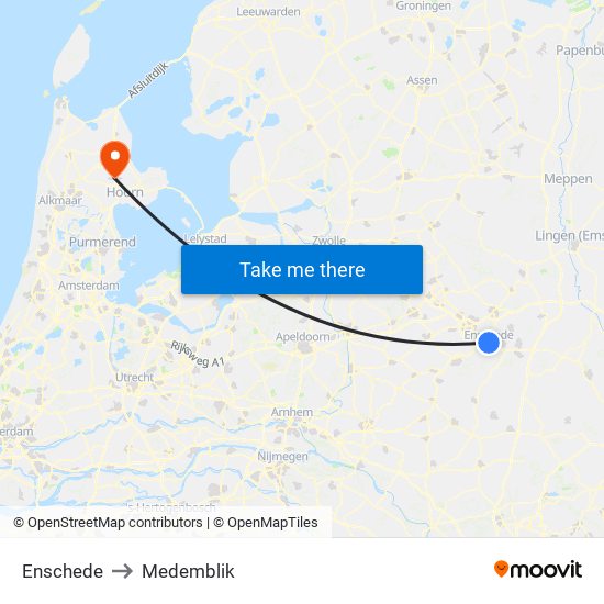 Enschede to Medemblik map