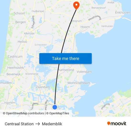 Centraal Station to Medemblik map