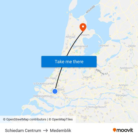 Schiedam Centrum to Medemblik map