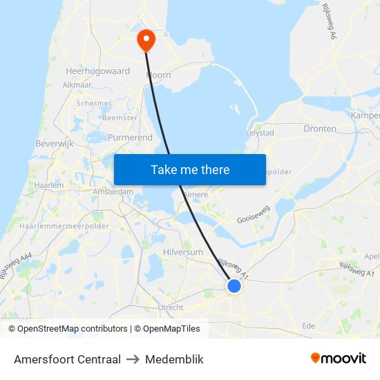 Amersfoort Centraal to Medemblik map