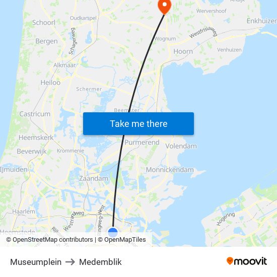 Museumplein to Medemblik map