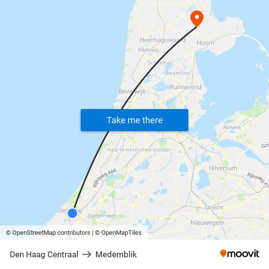 Den Haag Centraal to Medemblik map