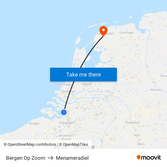 Bergen Op Zoom to Menameradiel map