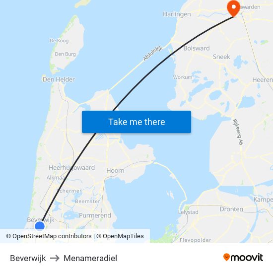 Beverwijk to Menameradiel map