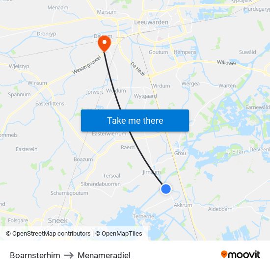 Boarnsterhim to Menameradiel map