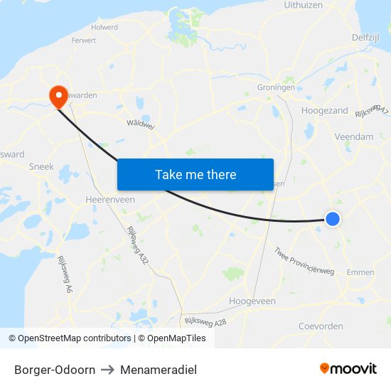 Borger-Odoorn to Menameradiel map