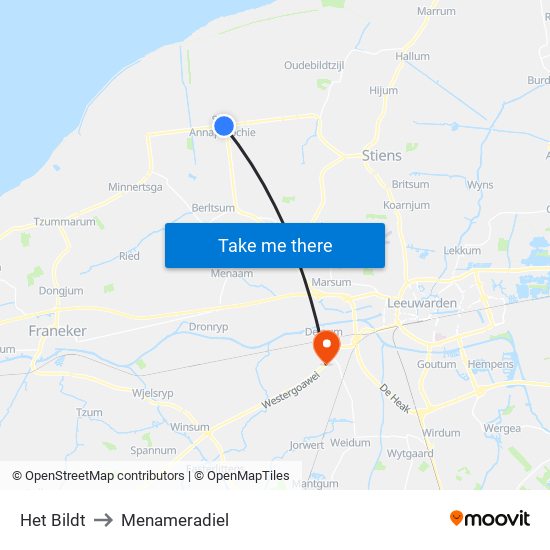 Het Bildt to Menameradiel map