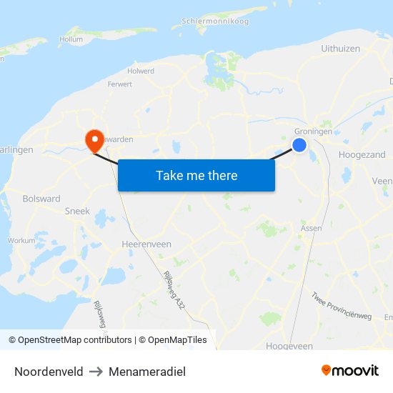Noordenveld to Menameradiel map