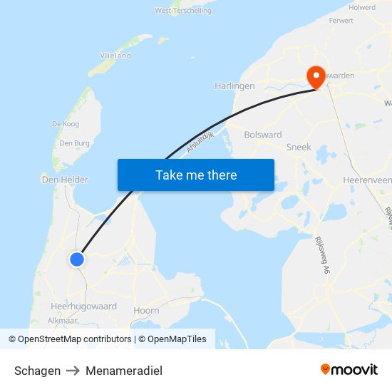 Schagen to Menameradiel map