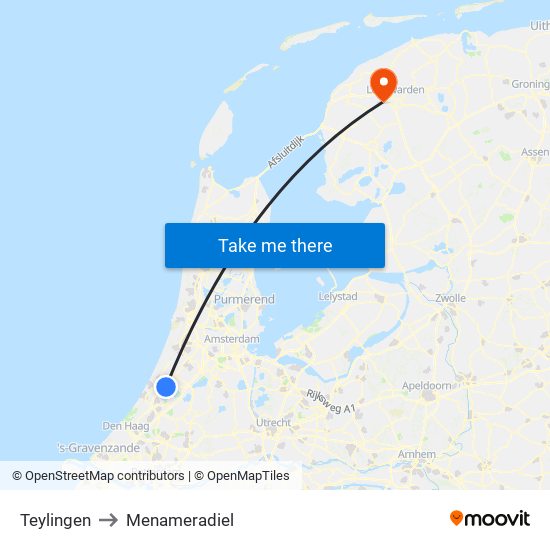 Teylingen to Menameradiel map