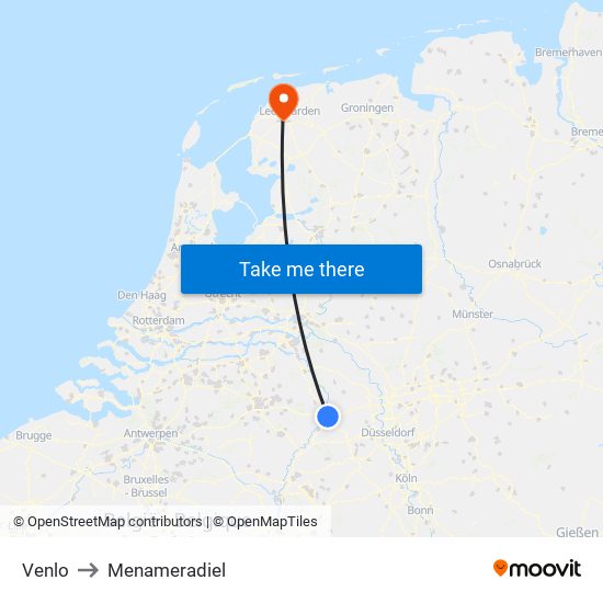 Venlo to Menameradiel map