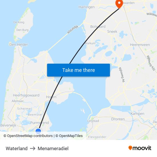 Waterland to Menameradiel map