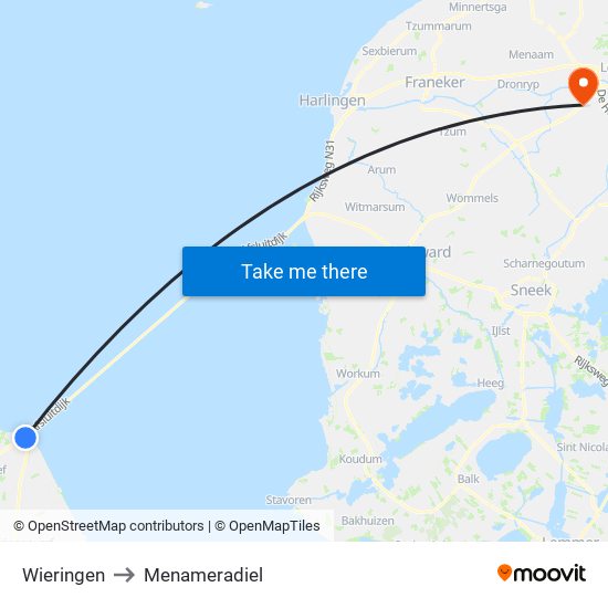 Wieringen to Menameradiel map