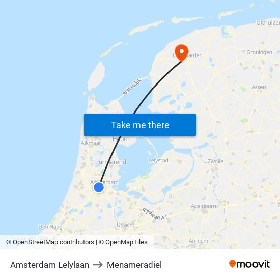 Amsterdam Lelylaan to Menameradiel map