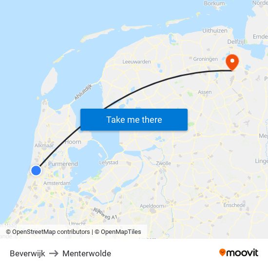 Beverwijk to Menterwolde map