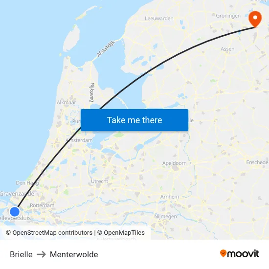 Brielle to Menterwolde map