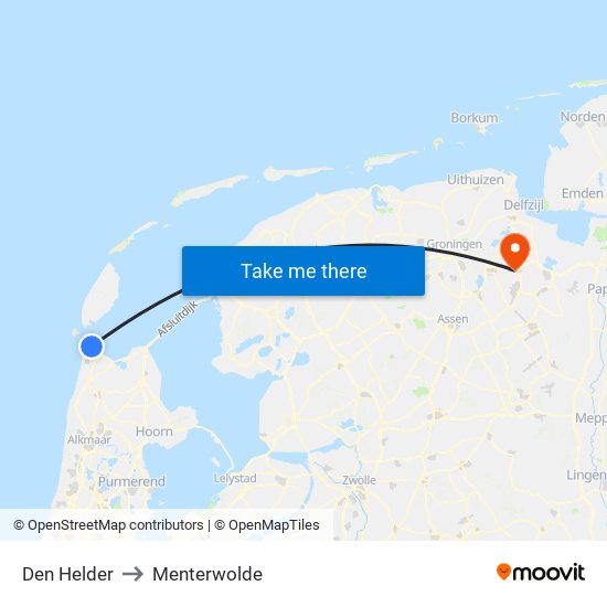 Den Helder to Menterwolde map