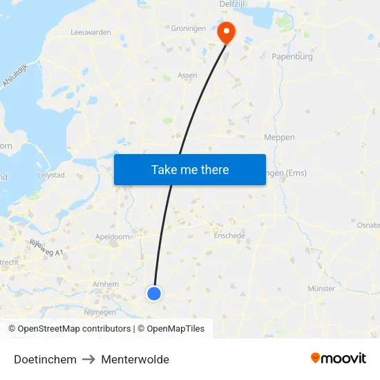 Doetinchem to Menterwolde map
