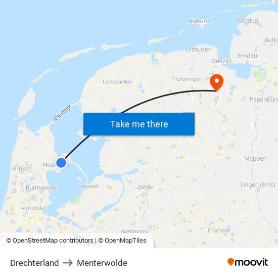 Drechterland to Menterwolde map