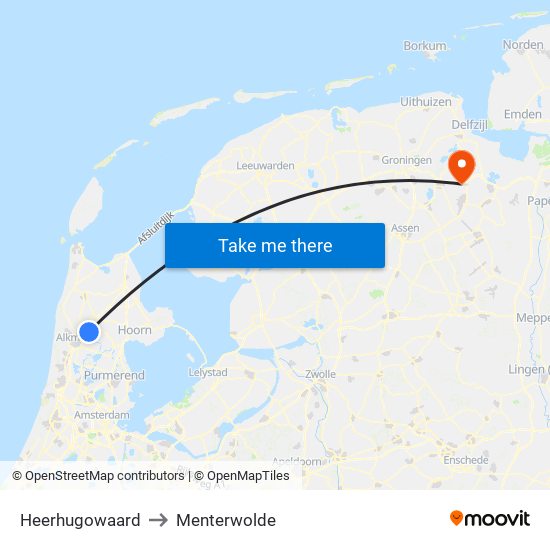 Heerhugowaard to Menterwolde map