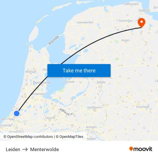 Leiden to Menterwolde map