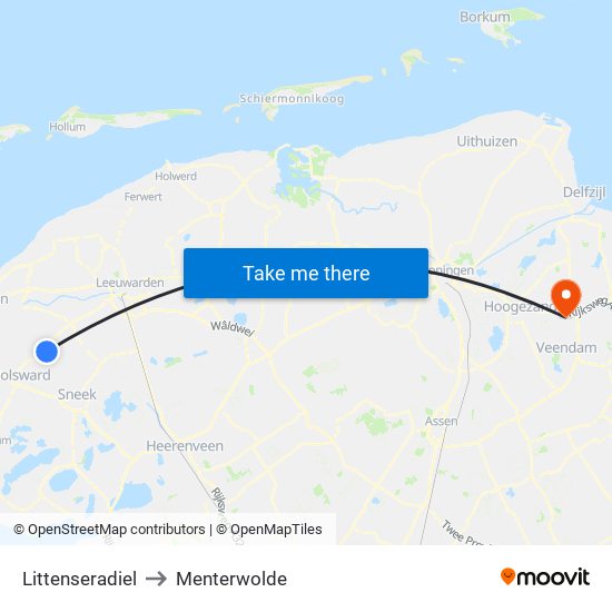 Littenseradiel to Menterwolde map