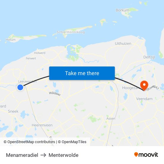 Menameradiel to Menterwolde map