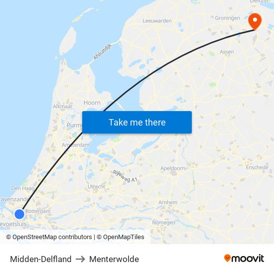 Midden-Delfland to Menterwolde map