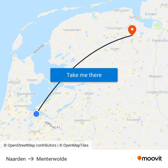 Naarden to Menterwolde map