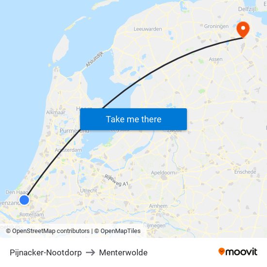 Pijnacker-Nootdorp to Menterwolde map