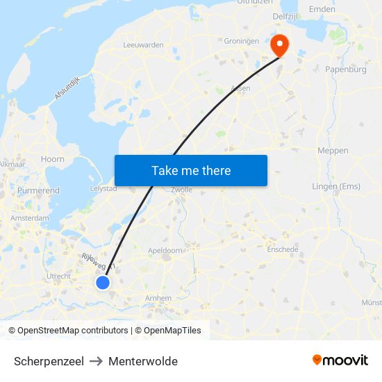 Scherpenzeel to Menterwolde map