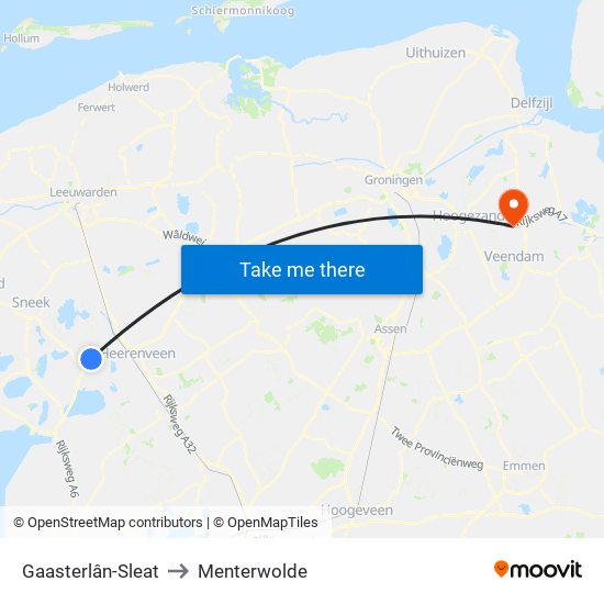 Gaasterlân-Sleat to Menterwolde map