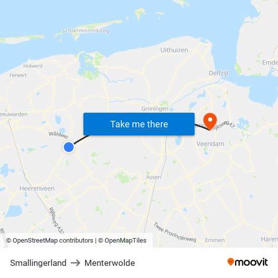 Smallingerland to Menterwolde map