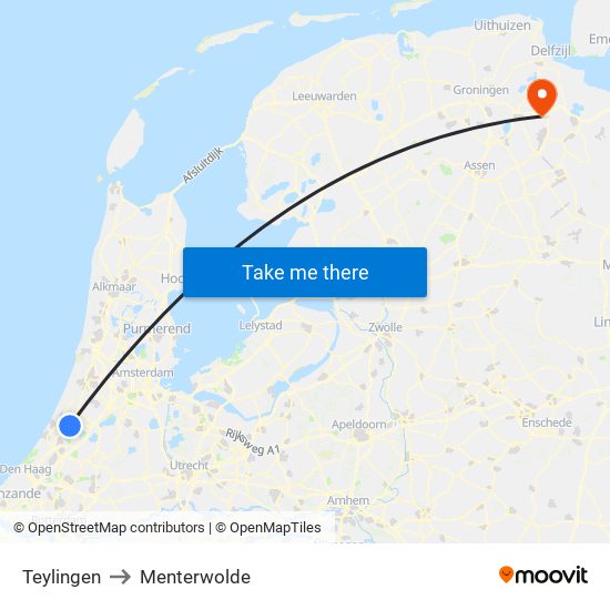 Teylingen to Menterwolde map