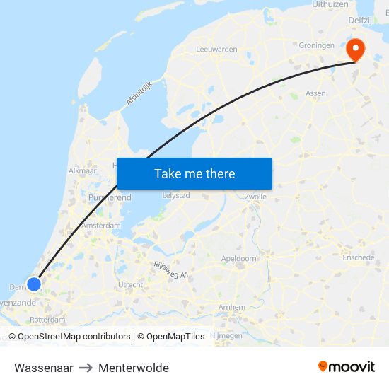 Wassenaar to Menterwolde map