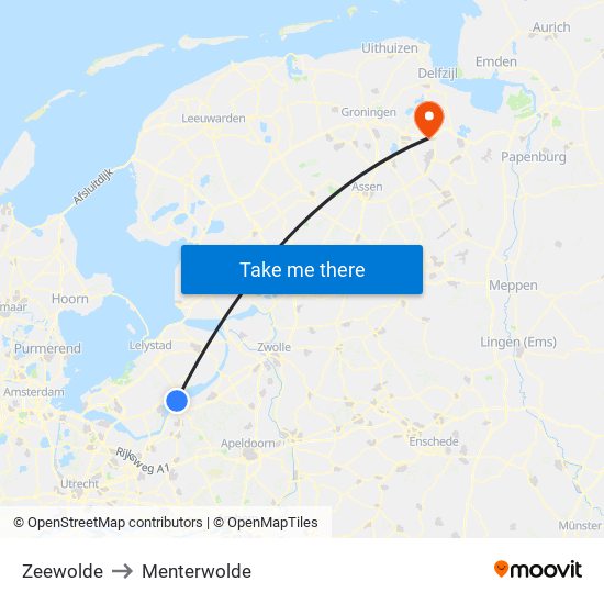 Zeewolde to Menterwolde map