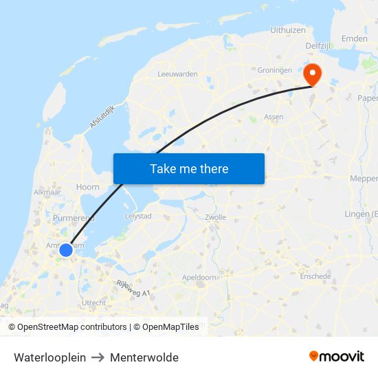 Waterlooplein to Menterwolde map