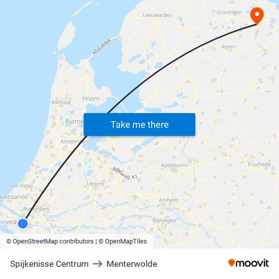 Spijkenisse Centrum to Menterwolde map