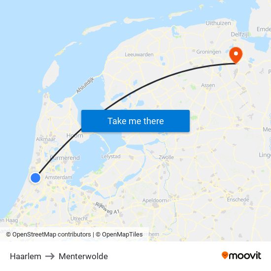 Haarlem to Menterwolde map