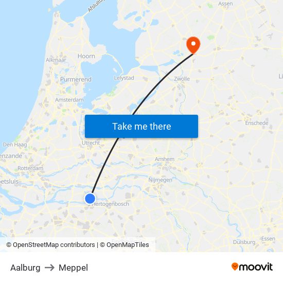 Aalburg to Meppel map
