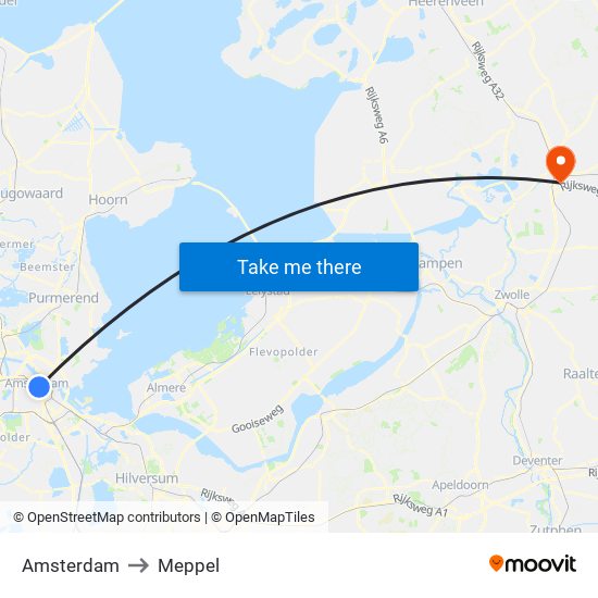 Amsterdam to Meppel map