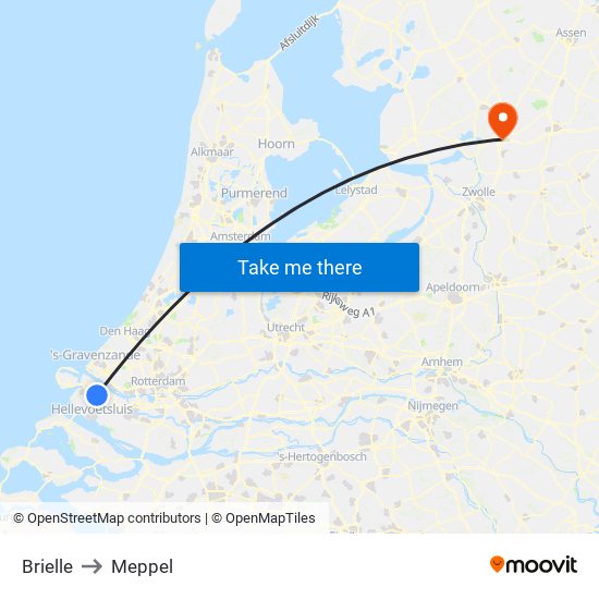 Brielle to Meppel map