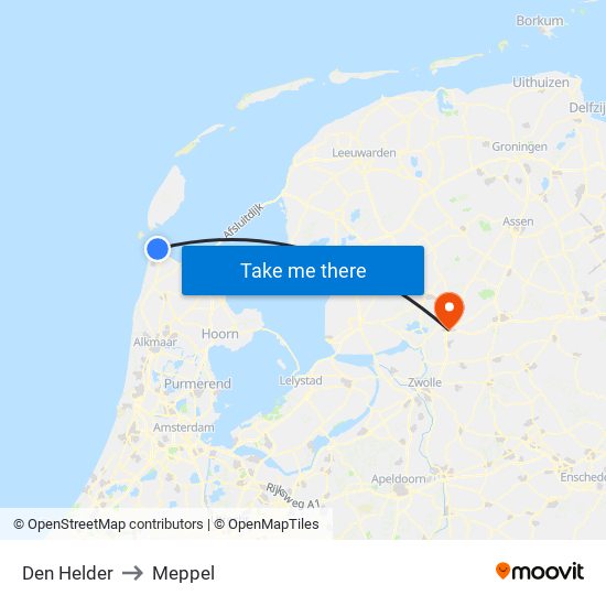 Den Helder to Meppel map