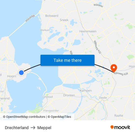 Drechterland to Meppel map